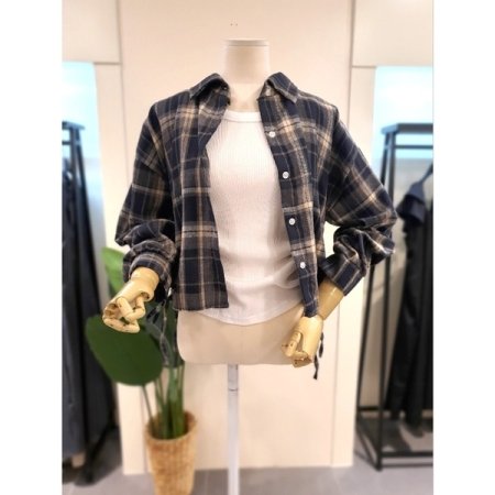 제이드 타탄 체크 셔츠 블루