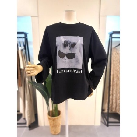 프리티 박시 긴팔티 블랙