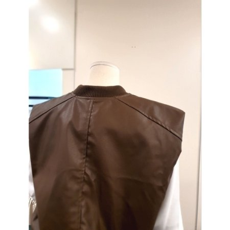 에코 가죽 벌룬 베스트 브라운