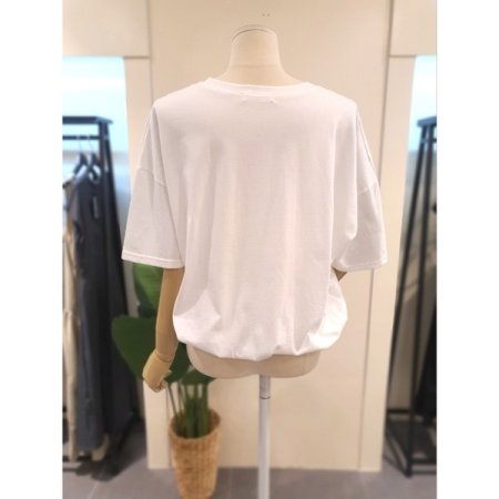 밑단 밴딩 펀칭 티셔츠 화이트