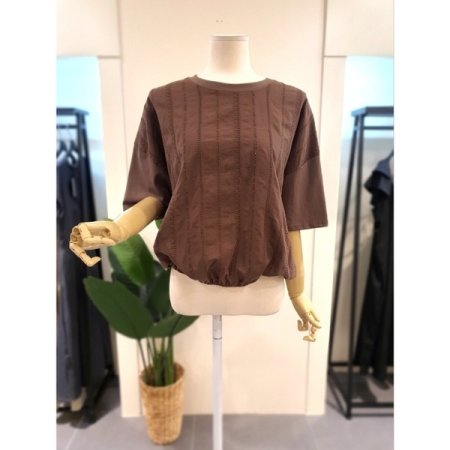 밑단 밴딩 펀칭 반팔티 블랙