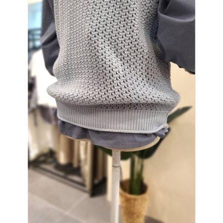 펀칭 니트 조끼 스카이블루