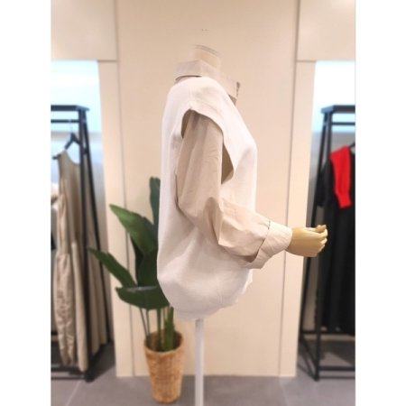 브이넥 니트 롱 조끼 아이보리