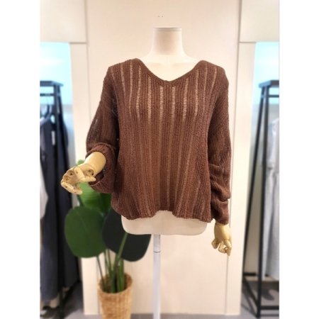 리아 메쉬 니트 브라운