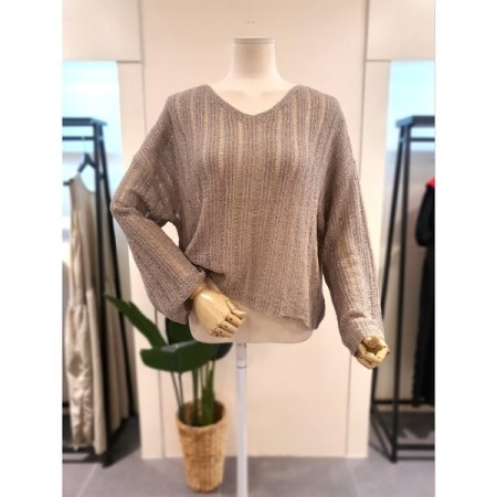 리아 메쉬 니트 브라운