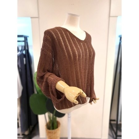 리아 메쉬 니트 브라운