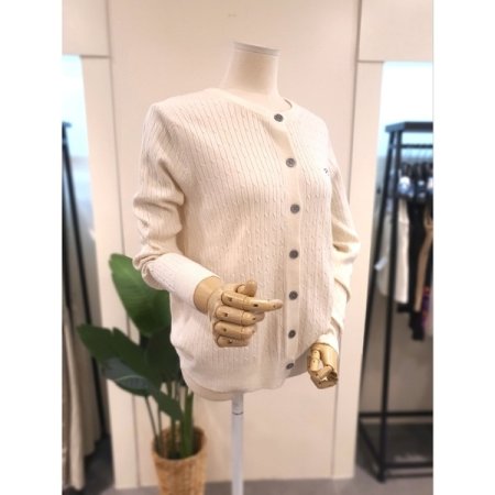 리본 자수 니트 가디건 아이보리