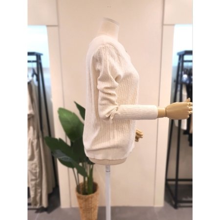 리본 자수 니트 가디건 아이보리