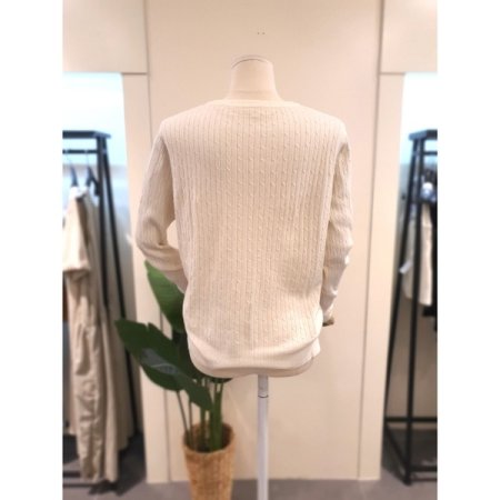 리본 자수 니트 가디건 아이보리