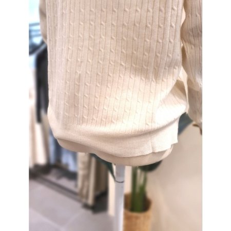리본 자수 니트 가디건 아이보리