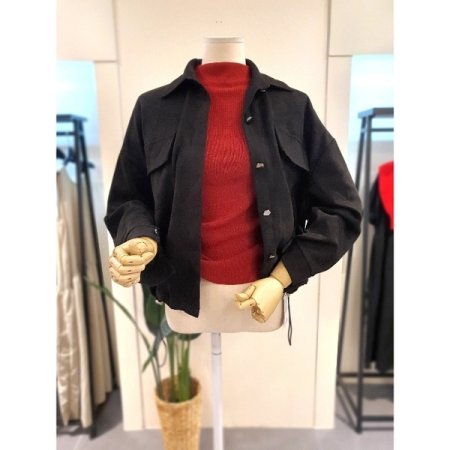 스웨이드 스트링 점퍼 블렉