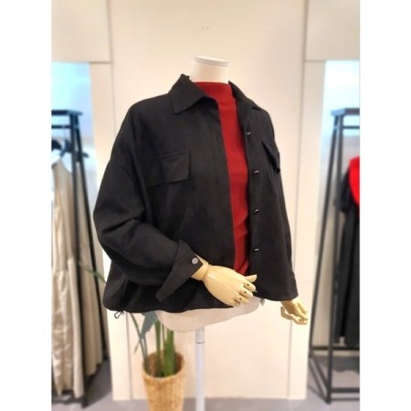 스웨이드 스트링 점퍼 블렉