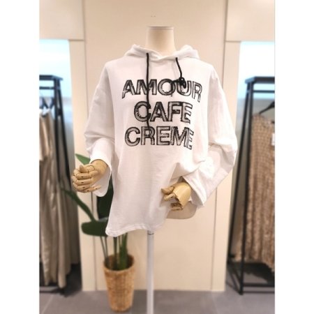 아모르 후드 티셔츠 블랙