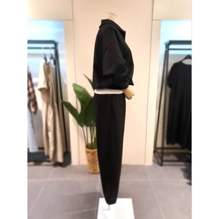 카라 맨투맨 팬츠 세트 블랙