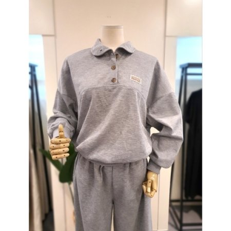 둥근 카라 맨투맨 팬츠 세트 그레이