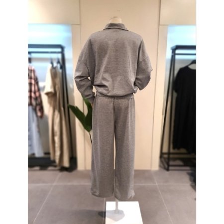 둥근 카라 맨투맨 팬츠 세트 그레이