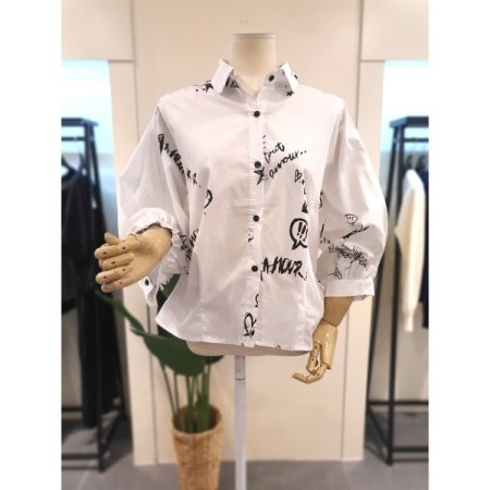 러브 셔링 7부 셔츠 화이트