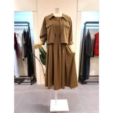 에펭 7부소매 원피스 세트 다크베이지