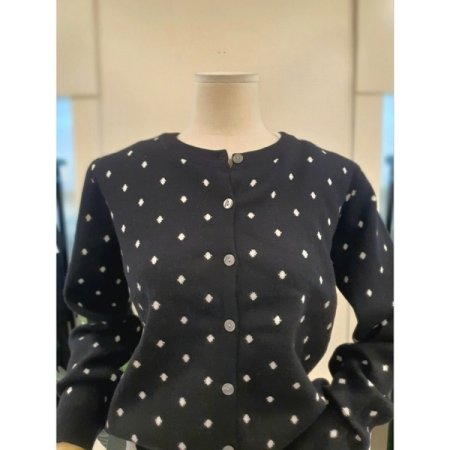 도트 니트 가디건 블랙