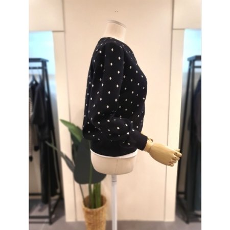 도트 니트 가디건 블랙