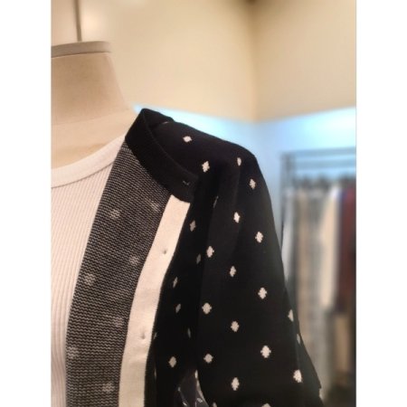 도트 니트 가디건 블랙