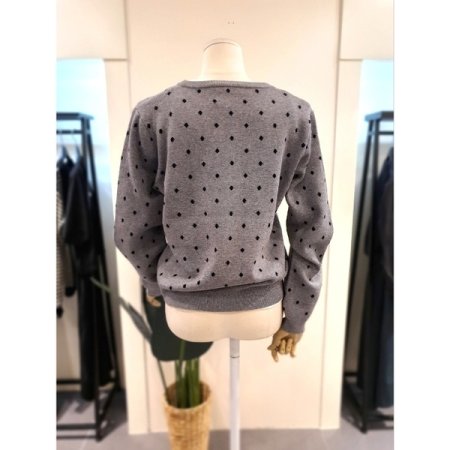 도트 니트 라운드 가디건 그레이