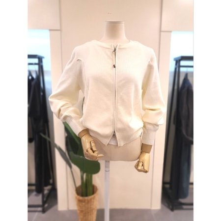 투웨이 니트 집업 와인