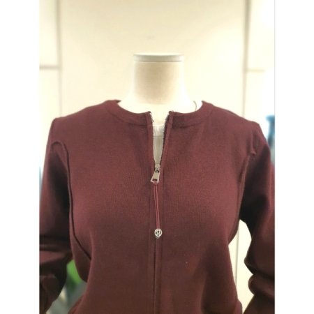 투웨이 니트 집업 와인