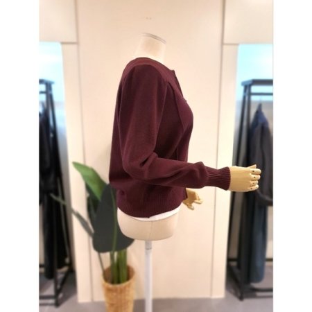 투웨이 니트 집업 와인