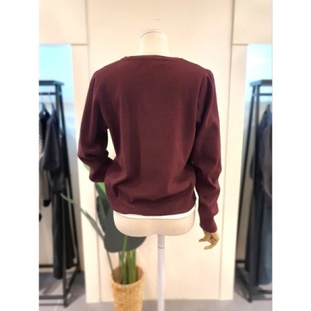 투웨이 니트 집업 와인