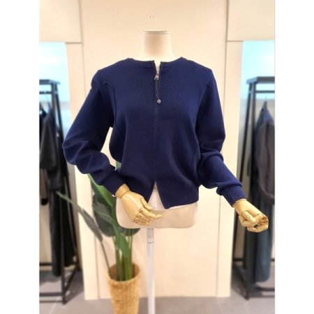 니트 투웨이 집업 네이비