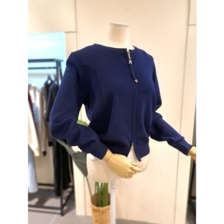 니트 투웨이 집업 네이비