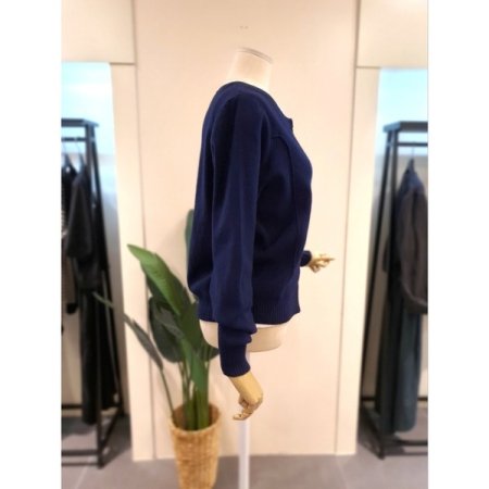 니트 투웨이 집업 네이비