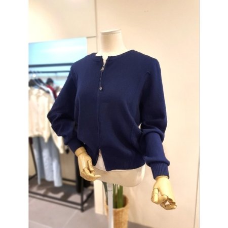 니트 투웨이 집업 네이비