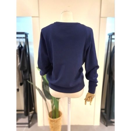 니트 투웨이 집업 네이비