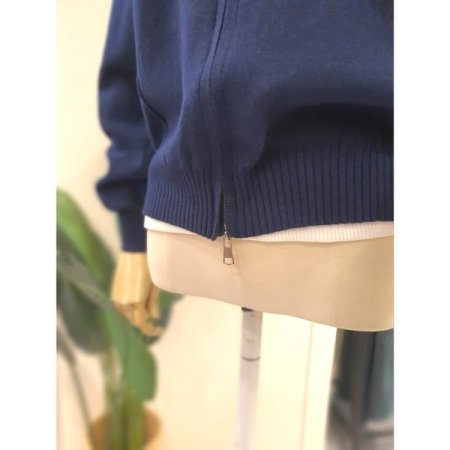 니트 투웨이 집업 네이비