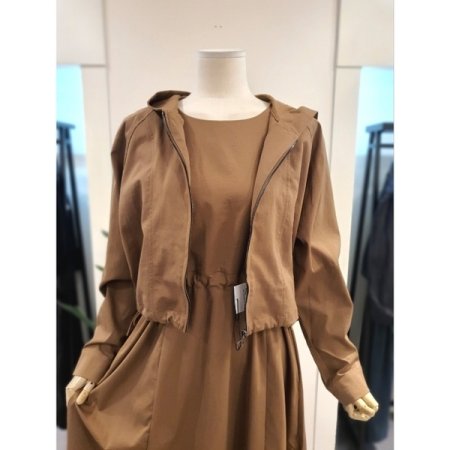 모앤 후드집업 원피스 세트 브라운