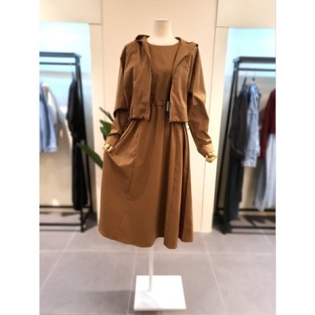 모앤 후드 집업 원피스 세트 블랙