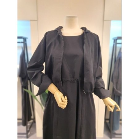 모앤 후드 집업 원피스 세트 블랙