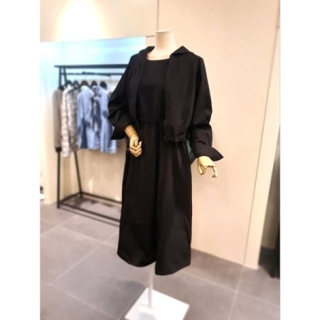 모앤 후드 집업 원피스 세트 블랙