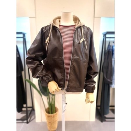 후드탈부착 집업점퍼 브라운