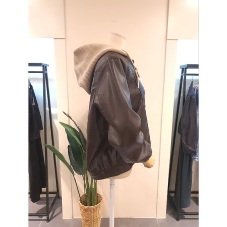 후드탈부착 집업점퍼 브라운