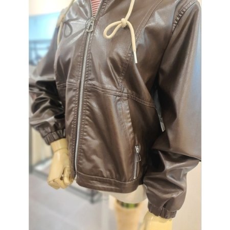 후드탈부착 집업점퍼 브라운