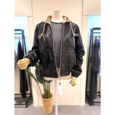 후드탈부착 집업 점퍼 블랙