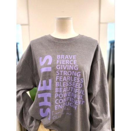 컬러 프린팅 루즈핏 긴팔티 다크그레이