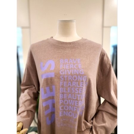 컬러 루즈핏 긴팔 티셔츠 베이지