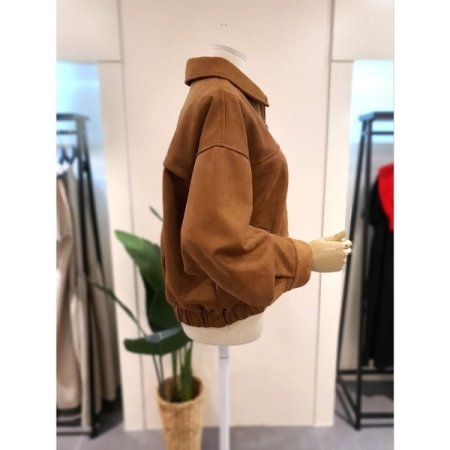 스웨이드 투웨이 집업 점퍼 브라운