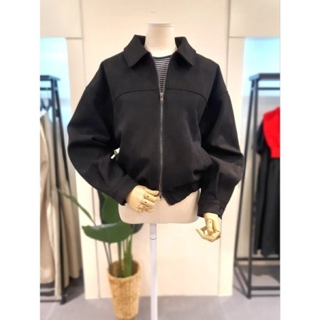 스웨이드 투웨이 집업 점퍼 블랙