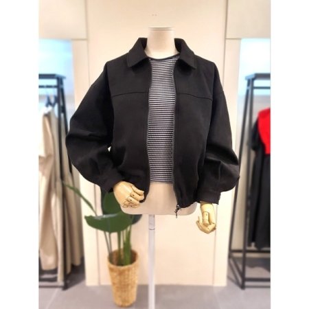 스웨이드 투웨이 집업 점퍼 블랙