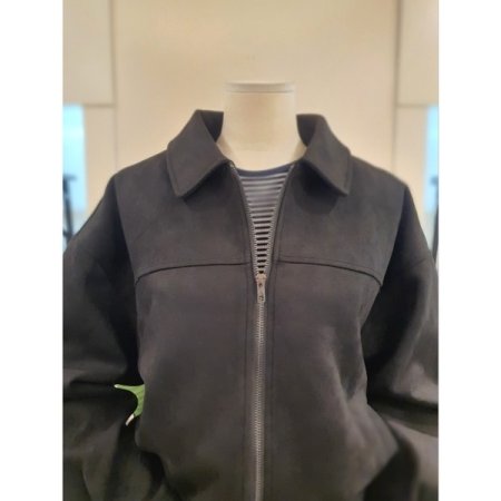 스웨이드 투웨이 집업 점퍼 블랙